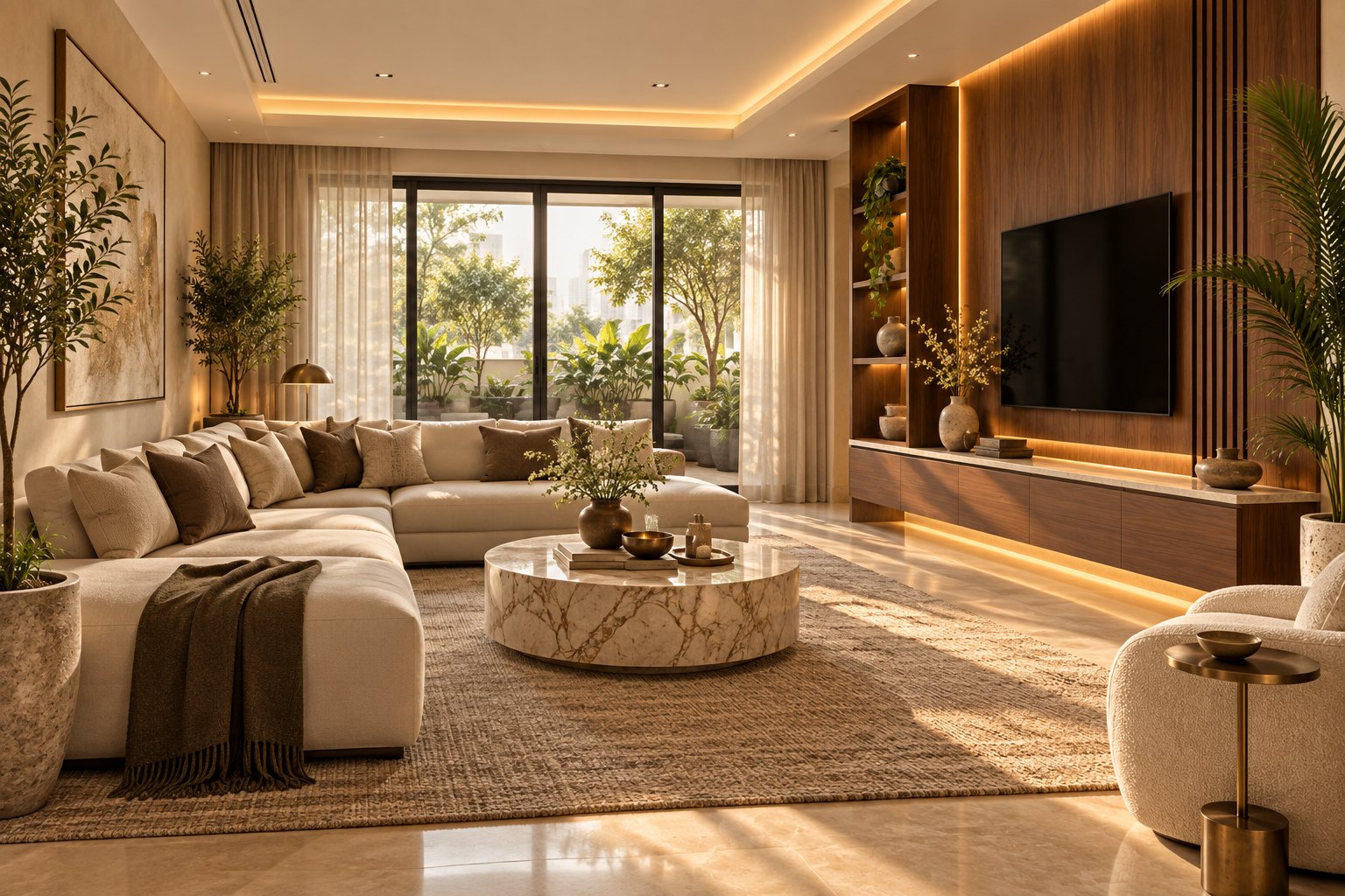Thoughtfully furnished modern living room