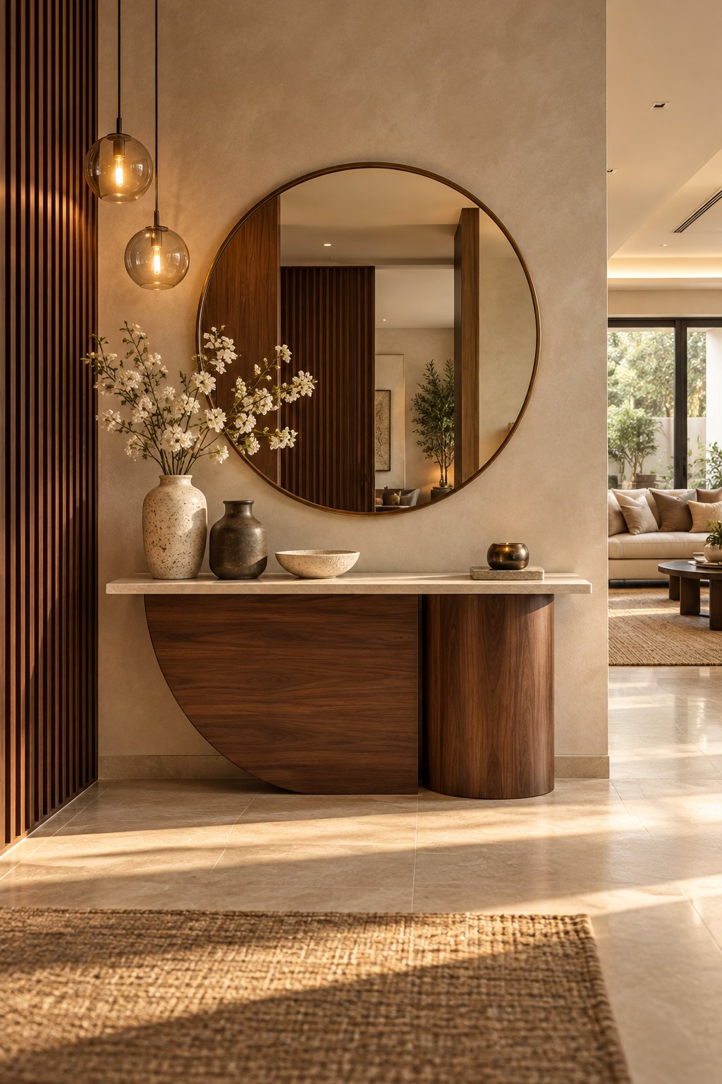Calm interior with warm materials and carefully chosen decor