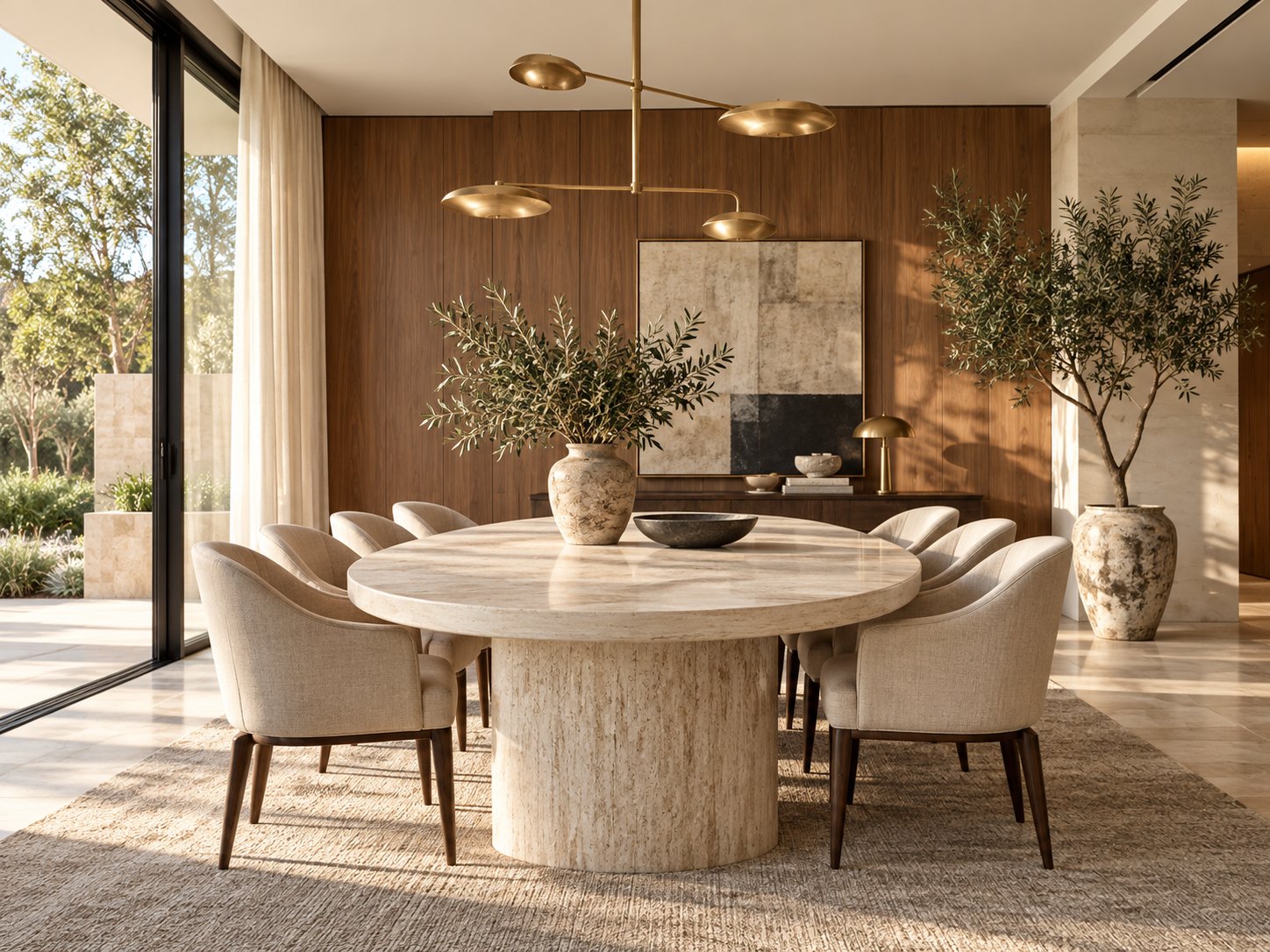 Elegant dining area with warm neutral details
